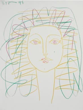 Portrait De Femme (Françoise) / 1946 / Colored wax crayons on paper